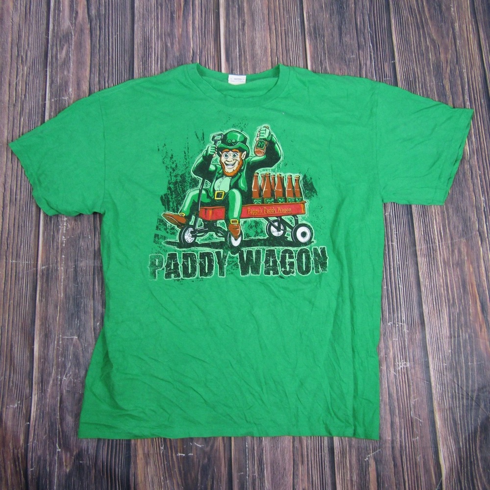 Paddy Wagon Shirt Mens Large Green St Patrick's Day Irish Beer Funny Tee Gildan